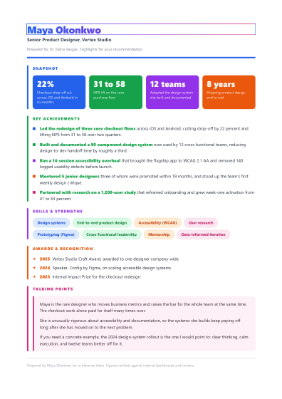 Brag sheet (colorful)