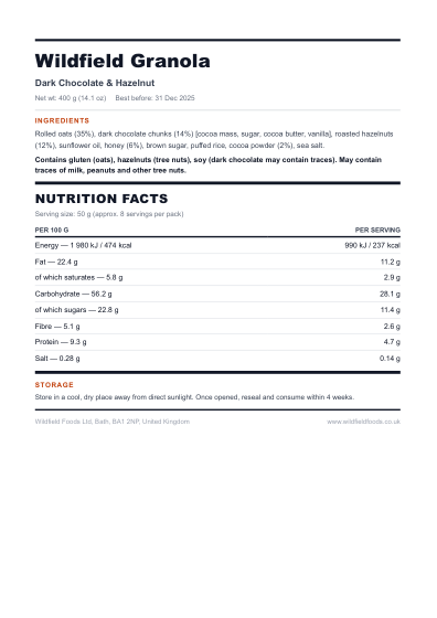 Food label (minimal)