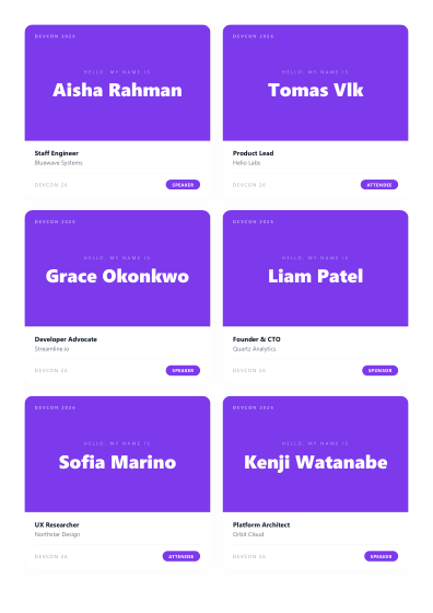 Name badges (bold)