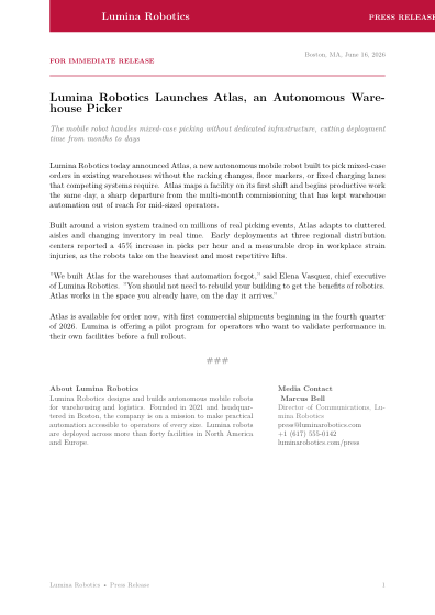Press release (corporate)