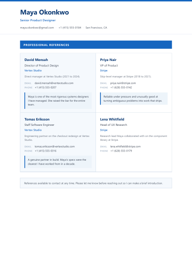 Reference list (corporate)