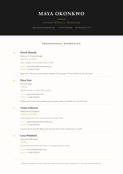 Reference list (luxe)