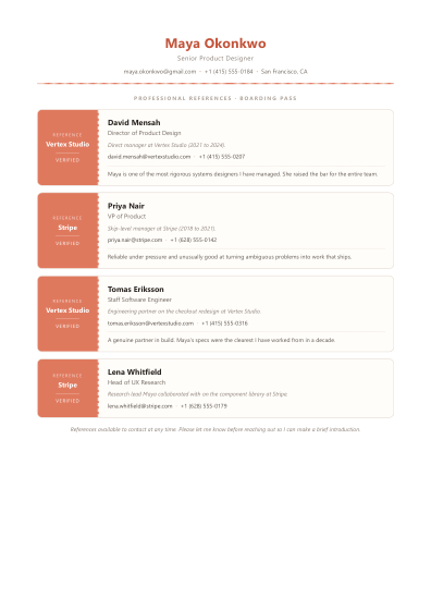 Reference list (ticket)