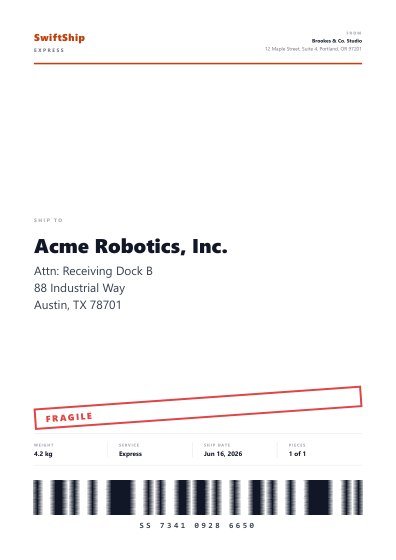 Shipping label (minimal)